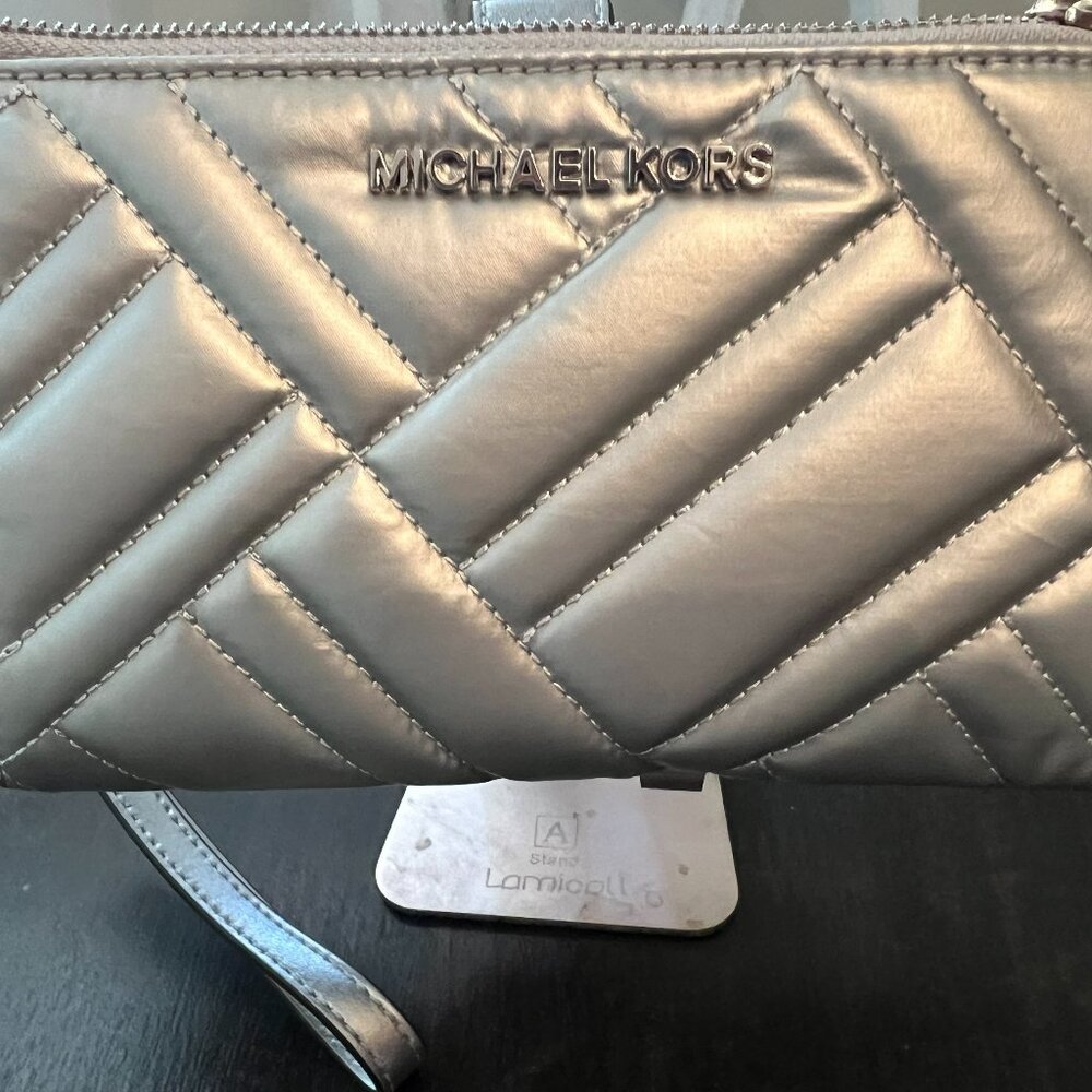 Michael Kors peyton  silver double zip wristlet